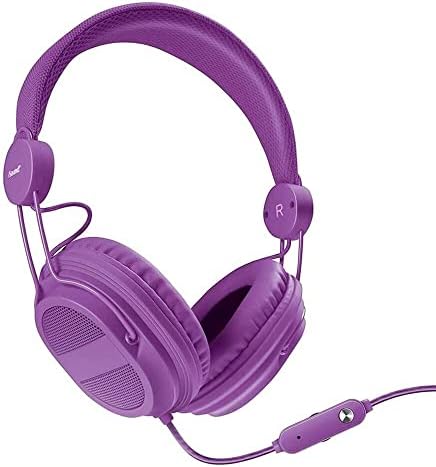 Kid-Safe i Sound DGHP-5540 Headphones in Vibrant Purple – Lightweight, Volume-Controlled Design with Built-In Mic for Enhanced Audio Safety and Compatibility Across Devices
