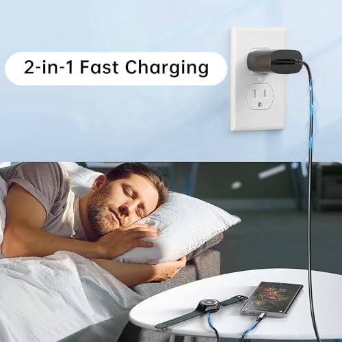 Ultimate 2-in-1 Samsung Charger: High-Speed USB-C Cable for Galaxy Phones & Smartwatches | Compatible with Galaxy Watch 7/Ultra/6/5/4/3 & S25/S24/S23/S22/S21 | Compact, Lightweight, and Durable Design for Effortless Portability | Essential Charging Solution for Tech-Savvy Users