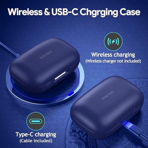 GOLREX Active Noise Cancelling Bluetooth Earbuds – 80-Hour Playtime with Wireless Charging Case, Over-Ear Hooks for Secure Fit, LED Battery Indicator, Premium Sound Quality for Fitness Enthusiasts – Ideal for Gym, Running, and Intense Workouts