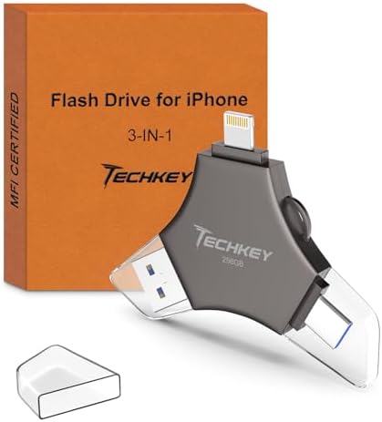 MFi Certified 128 GB USB 3.0 Flash Drive – 3-in-1 External Memory Stick for i Phone, i Pad, Android & PC – High-Speed Data Transfer for Photos, Videos & Backup – Ultimate Portable Storage Solution for Effortless Data Management and Secure File Sharing