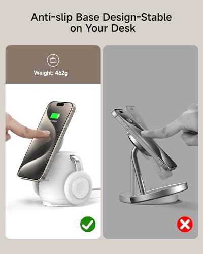 3-in-1 Wireless Charging Station for Mag Safe: Fast Charging Dock for i Phone 16/15/14/13/12, Apple Watch & Air Pods, Swan Scout 707 M – Streamlined Power Solution for Modern Tech Enthusiasts