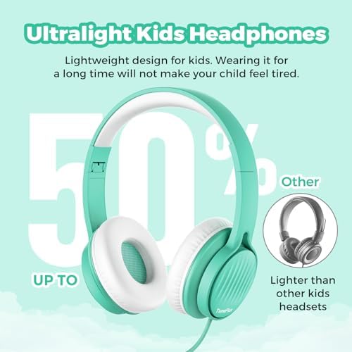 Tune Flux Safe Sound Kids Headphones – Wired Toddler Audio Gear with 85 d B Volume Limiting for Hearing Protection – Comfortable Foldable Design in Purple for School, Travel, and Tablet Use – Premium Stereo Sound for Young Listeners