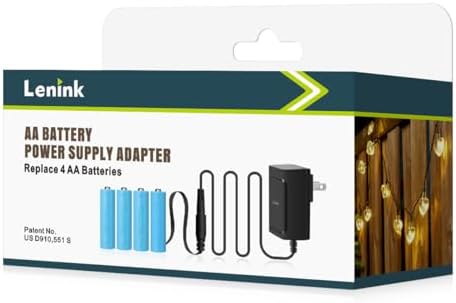 Lenink AC Power Supply Adapter for 4 AA Batteries – Reliable Continuous Power Source for LED Lights and Decorative Displays, Eco-Friendly and Durable Solution for Battery-Operated Devices – Ultimate Convenience and Sustainability in Black