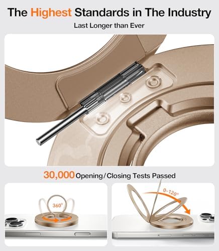 Elevate Your Mobile Experience with TORRAS 2025 Upgrade Dual-Ring Mag Safe Phone Grip Holder in Desert Titanium Gold – Ultimate Compatibility for i Phone 16/15/14/13/12/11, Samsung & Google Devices, Innovative Magnetic Kickstand for Effortless Hands-Free Viewing and Enhanced Stability