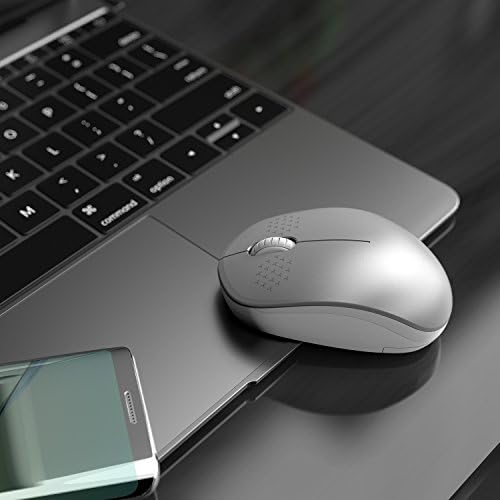 Light Blue Wireless Mouse – Ultra-Quiet 2.4 GHz Noiseless Computer Mouse with USB Receiver for Seamless Windows Experience – Portable, Ergonomic Design for Home, Office, or Travel