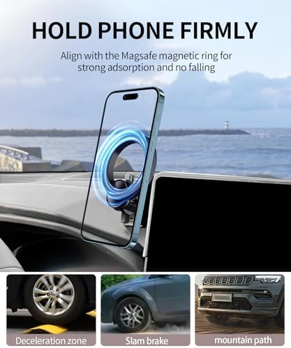 Toyota Venza 2021-2024 Custom Car Phone Holder – 360° Rotating Mount with Fixed Clip for 12.3-Inch Screen – Mag Safe Compatible & Air Vent Safe Design – Hands-Free Convenience for Enhanced Driving Experience – Durable, Tool-Free Installation