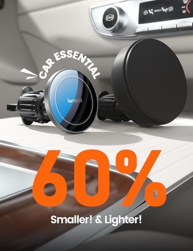 Lamicall 15 W Wireless Car Phone Mount Charger – Advanced 3-in-1 Intelligent Chip for Rapid Charging – 360° Rotating Magnetic Holder for i Phone 16 Pro Max and Qi-Compatible Devices – Sleek Silver Design for Effortless Dashboard and Vent Installation – Elevate Your On-the-Go Charging Experience
