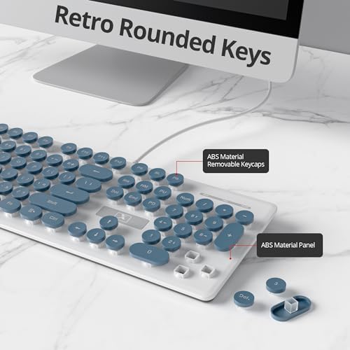 Transform Your Workspace with the Surmen Pink Retro Typewriter Keyboard – Backlit, Quiet & Full-Size 104 Keys for Effortless Typing and Style, Perfect for Home and Office Use!