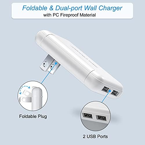 Ultra-Slim OKRAY Dual USB Wall Charger with Foldable Plug – 5 V/3 A Fast Charging Block for i Phone 13, 12, 11, XR, XS & Samsung Galaxy S23, A35 – Travel-Friendly Dual Port Phone Adapter for Maximum Efficiency and Compatibility
