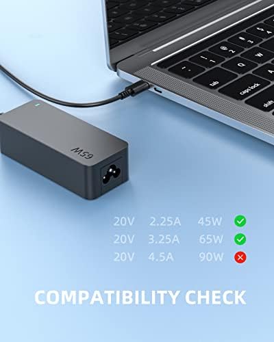 Lenovo Think Pad Fast Charger – 65 W/45 W Power Adapter for T14, T14 s, T15, T16, X13, L13, L14, L15, E14, E15, P14 s, P15 s, P16 s, P52 s, P53 s, P51 s Series – High-Speed USB-C PD Technology for Maximum Efficiency – Reliable Safety Standards and Enhanced Compatibility for Your Devices