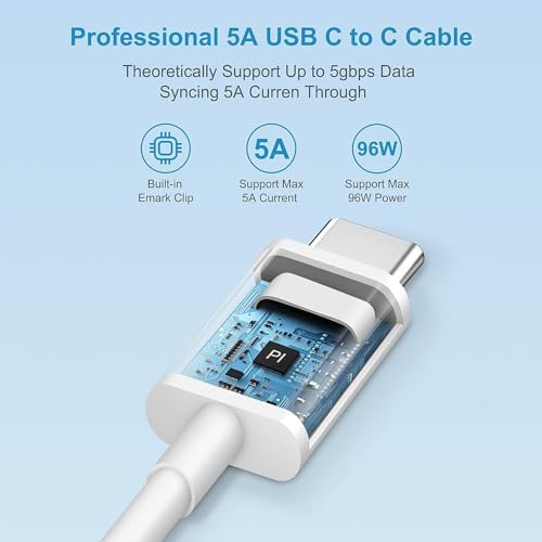 Ultimate 96 W USB-C Fast Charger for Mac Book Pro & Air – High Efficiency Power Adapter with Type C Cable for 13-16 Inch Models (2020-2024) – Super Quick Charge for Laptops, i Pad Pro & Android Devices – Compact Design with Enhanced Safety Features – Your Go-To Charger for Home, Office, and On-the-Go Power Solutions