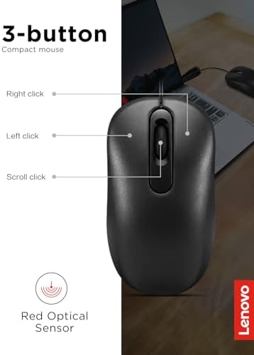 Lenovo M210 RGB Wired Gaming Mouse – High-Performance 8000 DPI Adjustable Sensor, 3 RGB Lighting Zones, and 7 Customizable Buttons for Ultimate Gaming Precision – Ergonomic Palm Grip Design for PC, Laptop, and Chrome OS Users – Unleash Your Game with Enhanced Compatibility and Style