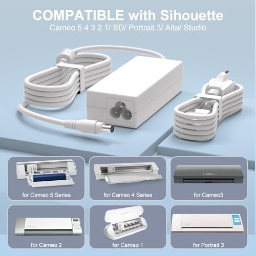High-Performance 24 V DC Power Adapter for Silhouette Cameo & Portrait Series – Reliable AC/DC Charger Enhancing Connectivity for Flawless Crafting – Essential Power Supply for Electronic Cutting Machines and Creative Endeavors