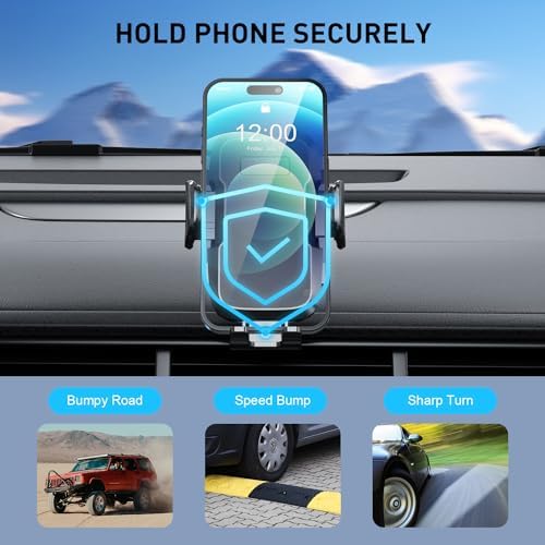 TEKING Advanced Car Phone Holder with Reinforced Metal Hook – Universal Air Vent Mount for i Phone 15/14/13/12 Pro Max & Samsung S24 Ultra – Sleek Translucent Design for Enhanced Aesthetics & Secure Smartphone Fit (120-75 mm) – Effortless Tool-Free Installation & Ultimate Hands-Free Convenience