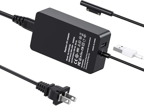High-Performance 65 W Magnetic Charger for Microsoft Surface Devices – Compatible with Surface Pro 3-9, Laptop 1-4, Go 1-3, and Book 1-3 – Fast Dual Charging with USB Port & Enhanced Safety Features – Durable, Reliable Power Supply for All Your Surface Needs