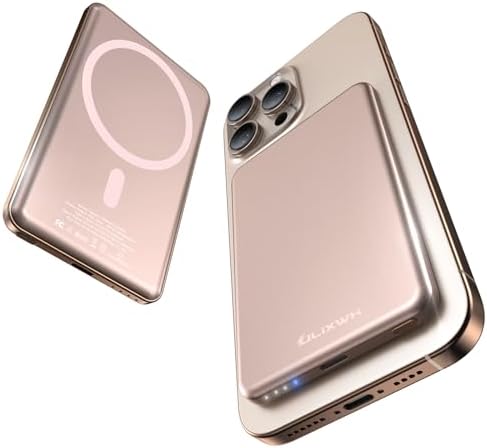 Ultra-Slim Magnetic Power Bank for i Phone – 5000 m Ah Fast Charging Wireless Charger, Lightweight Alloy Design, Sleek Aluminum Finish with Advanced Heat Management, Perfect for i Phone 16/15 Pro Max/14/13/12 – Stay Powered Anywhere, Anytime
