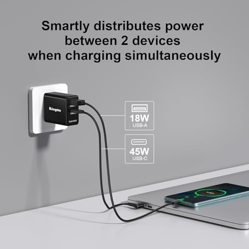 Power Up Anywhere: King Ma 65 W Ga N USB-C Charger with Dual Ports & 1.8 m Fast Charging Cable – Ultimate Adapter for ASUS Vivobook Pro15 & X1502 Z – Compact, Efficient Charging Solution for Home, Office, and Travel Use