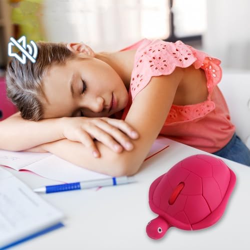 YOCUNKER Adorable Turtle-Shaped Wireless Mouse for Kids – Ergonomic Optical Mouse in Vibrant Pink, Perfect for PC, Laptop, and Mac Book – Fun and Functional Computer Accessory to Enhance Learning and Playtime