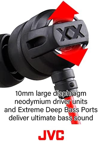 JVC HAFX1 Xtreme-Xplosivs Earbuds – Premium Deep Bass Wired Headphones with Enhanced TV & PC Compatibility, Lightweight Comfort & Tangle-Free Design for Exceptional Sound Quality in Black & Red