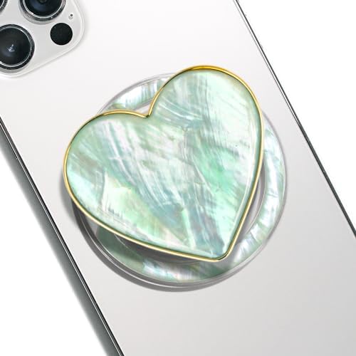 Chic Natural Seashell Heart-Shaped Phone Grip and Stand – Elegant Crème Mobile Accessory for Smartphones and Tablets – Ideal Collapsible Holder for Trendsetters Seeking Style and Functionality – Durable, Portable Design for Effortless Hands-Free Viewing