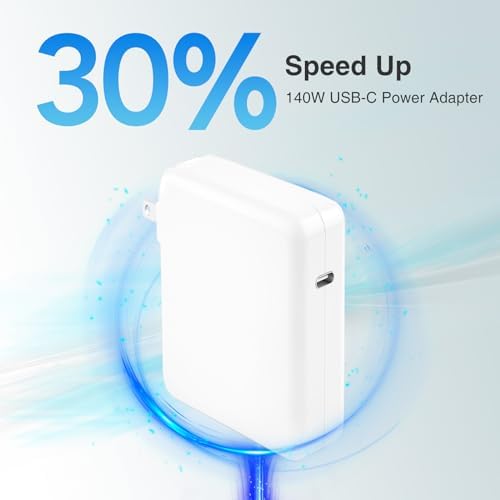 Versatile 140 W USB-C Power Adapter for Mac Book Pro & Air – Fast Charging Solution for All USB-C Devices | 6.6 ft USB-C to C Cable Included | High-Efficiency Design with Overload & Heat Protection | Ideal for Mac Book Pro 16″, 15″, 14″, 13″ Models & i Pad Pro | Unmatched Performance with 99% Efficiency & Wide Compatibility | Safe Charging for Laptops, Tablets, & Smartphones