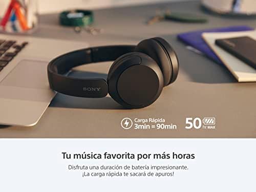 Sony WH-CH520 Wireless On-Ear Headphones – 50-Hour Battery Life for All-Day Listening, Quick Charge for 60 Minutes of Playback in Just 5 Minutes, Integrated Microphone for Effortless Calls, USB-C Charging for Fast Replenishment, Ergonomic Design for Ultimate Comfort – Ideal for Busy Professionals and Music Lovers in Stylish Black Finish