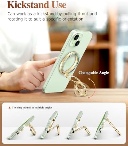 GVIEWIN Magnetic Phone Ring Holder, Compatible with MagSafe Phone Grip with Adjustable Stand, Magnet Phone Ring Kickstand for iPhone 16 Pro Max/Plus/15/14/13/12 Series/Other Phones (Purple) – Enhanced Compatibility and Speed
