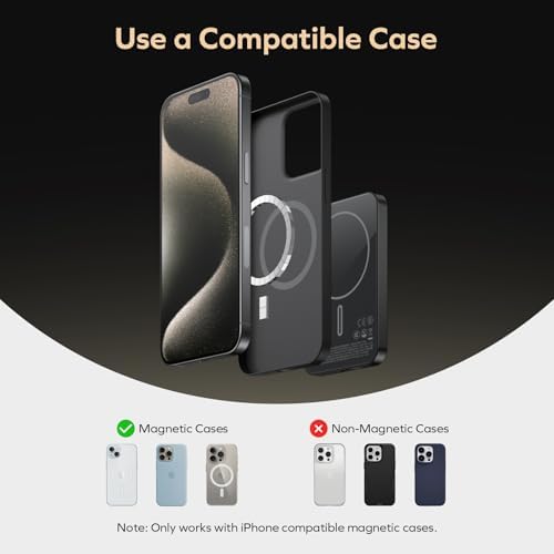 MOMAX 5000 m Ah Ultra-Slim Magnetic Power Bank – 0.3-Inch Portable Charger with 20 W Fast Wired & 15 W Wireless Charging, Compatible with Mag Safe and i Phone 15/14/13/12 Series, Includes USB-C Cable, Black – Lightweight Travel Companion with Strong N52 Magnet for Optimal Alignment & Advanced Safety Features for Secure Charging