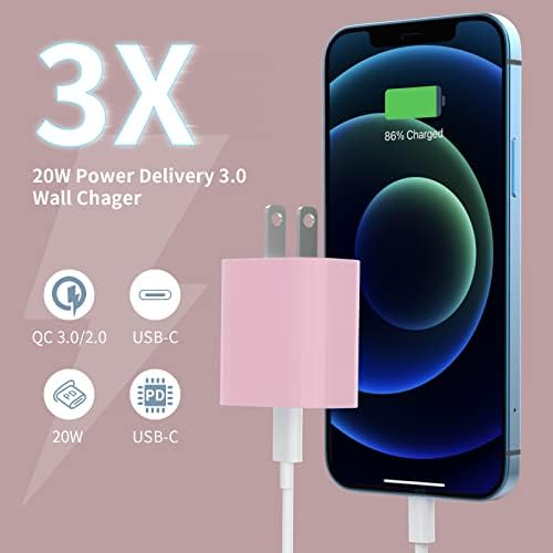 i GENJUN 4 Pack USB C Fast Charger Block – 20 W Power Delivery 3.0 Wall Adapter for i Phone 16/15/14, Galaxy & Pixel – Portable Type C Power Adapter for Air Pods Pro – Compact Travel Essential with Superior Speed and Compatibility