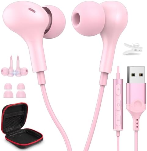 Enhance Your Audio Clarity: Advanced USB Wired Earbuds with 7.5 FT Cord, Noise-Canceling Mic, and Magnetic Storage – Ideal for Zoom Calls, Gaming, and Mac Book Pro Connectivity – Comfort Meets Performance