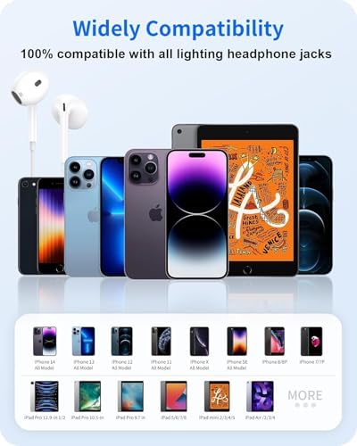 Premium Wired Earbuds for i Phone – Superior Hi-Fi Stereo Sound with Advanced Noise Cancellation & Integrated Microphone – Effortless Volume Control & Seamless Plug-and-Play Compatibility for i Phone 14/13/12/11/XR/XS/X/8/7/SE – Perfect for Audiophiles & Professionals on the Go