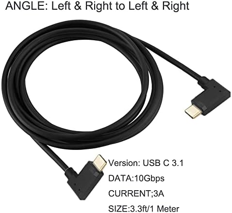 2 Feet 10 Gbps USB 3.1 Type C Cable – Versatile Male to Male Design with Angled Connectors for 4 K@60 Hz Monitors, Fast Data Transfer & Charging Capability, Durable High-Speed AV Connection for Home Office & Entertainment Setup
