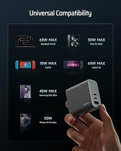 CUKTECH 65 W USB-C Fast Charger – Compact & Foldable Ga N Power Adapter for Multi-Device Charging – Ideal for i Phone, Mac Book, Galaxy & i Pad – Enhanced Safety Features with Overheating Protection – Sleek Grey Design for Modern Aesthetics – Efficient 3-Port Charging Solution for Home, Office & Travel – Upgrade Your Charging Experience with a Durable, High-Performance Charger that Combines Style and Functionality – Perfect for On-the-Go Power Needs – Streamline Your Tech Setup with Reliable Speed and Compatibility – Elevate Your Power Game Today!