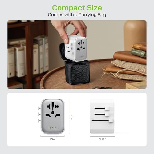 EPICKA Pulse Universal Travel Power Adapter – 45 W 5-Port Charger with Dual USB-C and USB-A for Effortless Fast Charging in Europe and Japan – Your Ultimate Travel Companion for Seamless Connectivity and Device Protection (Sleek Black Design)