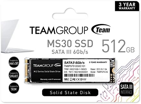 Revolutionize Your Device with TEAMGROUP MS30 512 GB M.2 2280 SATA III SSD – Lightning-Fast 530/430 MB/s Read/Write Speeds for Enhanced Performance in Laptops & Desktops, Featuring Advanced SLC Cache and Durable 3 D NAND TLC Technology for Unrivaled Reliability and Efficiency!