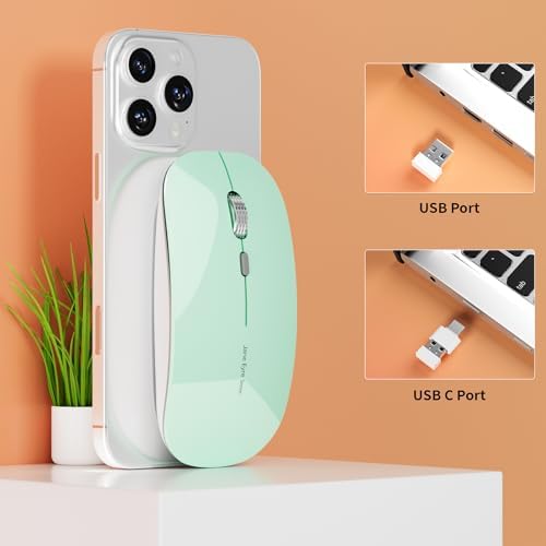 Uciefy Q5 Slim Rose Gold Wireless Mouse – Portable Optical Rechargeable Design with Silent Click, USB Receiver & Type C Adapter for Effortless PC, Laptop & Desktop Compatibility – Elevate Your Workspace with Style & Precision
