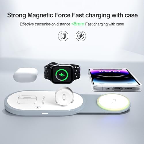 Ultimate 3-in-1 Foldable Charging Station for Apple Devices – Fast Wireless Charger with Magnetic Pad for i Phone 16/15/14/13/12, Apple Watch Series & Air Pods Pro/4/3/2 – Perfect Portable Solution for Effortless Charging on the Go