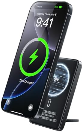 MOVE SPEED Qi2 Certified Mag Safe Battery Pack – 10,000 m Ah Ultra-Fast Charging Power Bank with Built-in Kickstand for i Phone 12/13/14/15/16 – 15 W Wireless Charging & 30 W USB-C Compatibility – Ergonomic Design for Effortless Portability and Convenience