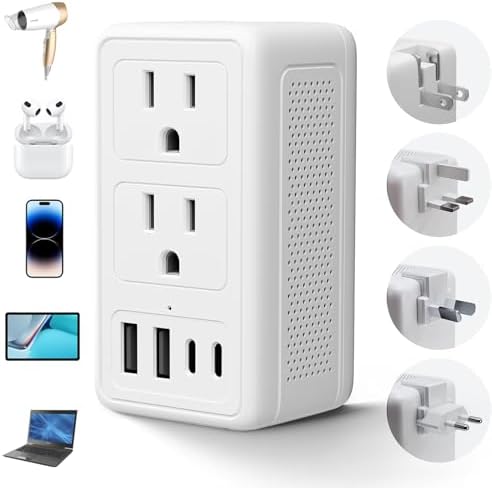 Power Converter 2000 W for Travel – Ultimate US to Europe Voltage Adapter with Dual USB-A & USB-C Fast Charging Ports, Sleek Design for Global Use in 150+ Countries, Essential for Modern Travelers on the Go