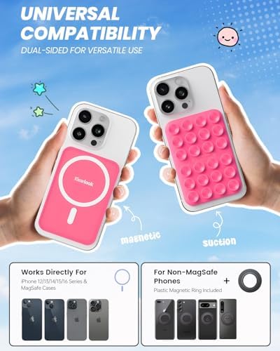 Klearlook Magnetic Suction Phone Mount Set – 4 Stylish Colors for Mag Safe Cases, Hands-Free Selfie Grip for Tik Tok & Content Creators, Lightweight & Portable, Secure Magnetic Attachment for Effortless Video Recording and Photography