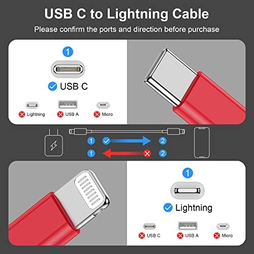 Blue Fast Charger Cable 2-Pack – 6 ft USB Type C to Lightning for i Phone 14/13/12 Pro Max, MFi Certified Charging Cord for Enhanced Speed & Compatibility – Durable Design for Everyday Use