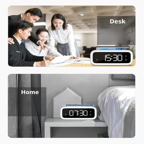 Revolutionary 5-in-1 Wireless Charging Station with Digital Clock, Night Light, and Temperature Display – 15 W Fast Charge for Qi Phones, Smartwatches & TWS Earbuds – Enhanced Safety Features and Space-Saving Design for Home or Travel