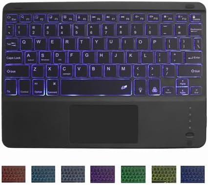 Ultra-Slim Bluetooth Keyboard with Touchpad – 7-Color Backlit Rechargeable Wireless Keypad for i Pad, Android & Windows – Universal Compatibility & Enhanced Productivity Accessory for Tablets & Smartphones