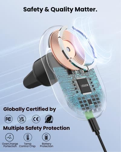 Magnetic Wireless Car Charger for i Phone 14/13/12 Series – Joy Geek Air Vent Mount with 18 W Fast Charging and Mag-Safe Compatibility in Ink Black – Effortless Attachment, Enhanced Safety, and Sleek Design for Ultimate Convenience on the Road