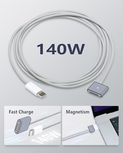 Magnetic USB-C Charging Cable (2 m) – Midnight Blue – Fast 3-in-1 Charge for Mac Book Air & Pro – Effortless Magnetic Connection, Durable Design for Ultimate Convenience – Perfect for Home & Office Use