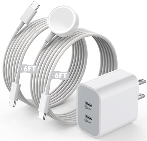 Ultimate 6.6 FT Wireless Fast Charging Cable for Apple Watch – Portable Charger with USB Wall Plug Adapter, Compatible with All Series Including 9/8/7/SE/6/5/4/3/2/1 – Enhanced Charging Speed and Flexibility for On-the-Go Power Solutions
