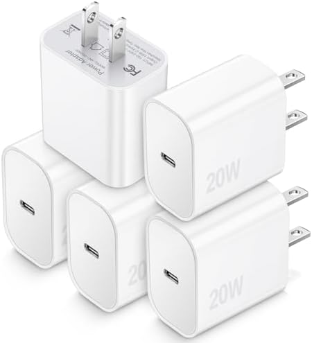 Rapid Charge USB C Charger Block 5 Pack – 20 W Power Delivery Fast Charging Cube for i Phone 16/15/14 Pro Max, Air Pods, Galaxy, and Pixel Devices – Compact & Portable Multi-Device Charging Solution with Enhanced Safety Features for Optimal Performance