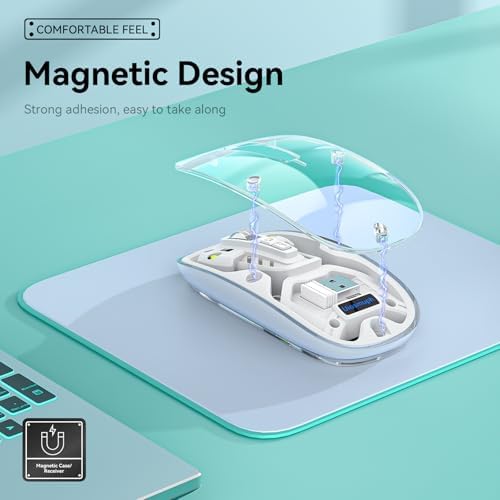 Experience Unmatched Versatility with the Uiosmuph Tri-Mode Bluetooth Mouse – Wireless, USB-C Rechargeable, and Quiet Click Design for Seamless Multi-Device Connectivity – Stylish Transparent Cover and Battery Level Indicator – Perfect for Laptops, Macs, and i Pads – Sleek Yellow Finish for Enhanced Productivity
