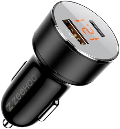 ZEEHOO 95 W High-Speed USB-C Car Charger – Dual Port Fast Charging Adapter for i Phone 15 Pro Max, Samsung Galaxy S23/S22 & More – Ultimate Device Compatibility and Safety Features for On-the-Go Power