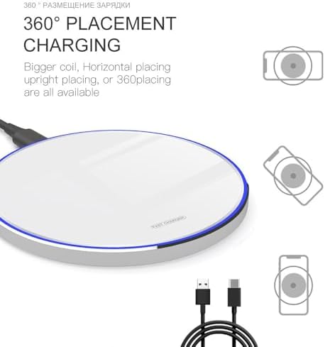 FDGAO Ultra-Compact 20 W Max Fast Wireless Charger – Effortless Qi Charging Pad for i Phone 16/15/14/13/12/SE/11/XS Max/XR, Samsung Galaxy S25/S24/Note, Air Pods, Pixel & LG G8 – Streamlined Charging Solution with Advanced Safety Features for Home or Office Use
